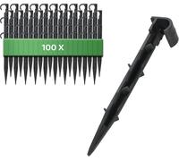 TRAHOO-Lot de 100 ancrages de Fixation pour Tuyau d'arrosage - Piquet de Terre - Diam¿¿tre : 16 mm - Fourche enfichable - Stable et incassable - Longue dur¿¿e de Vie - Ancrage au Sol