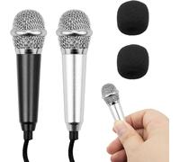 TRAHOO-Lot de 2 mini microphones de karaok¿¿ - Petit microphone de karaok¿¿ pour t¿¿l¿¿phone avec cable universel de 3,5 mm - Microphone filaire en m¿¿tal - Microphone ¿¿ condensateur portable pour or