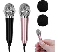 TRAHOO-Lot de 2 mini microphones de karaok¿¿ - Petit microphone de karaok¿¿ pour t¿¿l¿¿phone avec cable universel de 3,5 mm - Microphone filaire en m¿¿tal - Microphone ¿¿ condensateur portable pour or