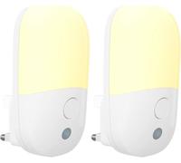 Trahoo-Lot De 2 Veilleuses Led,Veilleuse Prise Electrique Avec Capteur De Lumi¿¿Re, Veilleuse Enfant Plug And Play Lampe Nuit Pour Chambre, Cuisine, Couloir, Escalier, Salon, Blanc Chaud