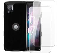 TRAHOO-Lot de 2 Verres Trempés + Coque TPU Compatible avec Crosscall Stellar-M6, Ensemble Antichoc avec Protection d'Écran et Étui Souple (Noir)