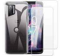 TRAHOO-Lot de 2 Verres Trempés + Coque TPU Compatible avec Crosscall Stellar-X5, Ensemble Antichoc avec Protection d'Écran et Étui Souple (Transparent)