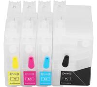 TRAHOO-Lot De 4 Cartouches D'encre, Recharge En Mat¿¿riau PP Durable 4 Couleurs Pour Imprimante ¿¿ Jet D'encre Compatible Avec les Imprimantes Brother, Fournitures De Bureau, Magenta Bleu Jaune Noir(L