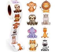 TRAHOO-Lot de 500 autocollants ronds pour enfants - Motif animaux de la jungle - Pour anniversaire