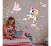 Trahoo-Lumineuse Stickers Mural Licorne, Lumineux Stickers Étoile, Fluorescente Arc En Ciel Wall Stickers Autocollant, Enfant Phosphorescentes Stickers Muraux, Décoration Plafond Des Chambre Des Garç