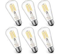 TRAHOO-Mastery Mart Dimmable Vintage Edison Light Bulbs, Pack of 6, 4000K Cool White, 5.5W, Equivalent 60W, E26 LED Bulb with 90+ CRI, ST19/ ST58 Clear Glass Antique Filament Edison Style