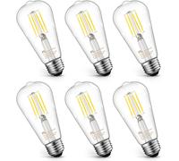 TRAHOO-Mastery Mart Dimmable Vintage Edison Light Bulbs, Pack of 6, 5000K Daylight White, 5.5W, Equivalent 60W, E26 LED Bulb with 90+ CRI, ST19/ ST58 Clear Glass Antique Filament Edison Style