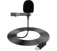 TRAHOO-Microphone Lavalier USB, Micro Cravate avec 2M Cable et Pince, Lapel Mikrofon Professionnel pour PC Mac Laptop, Mini Mic pour Gaming Podcast Enregistrement Vid¿¿o, Plug at Play