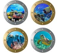 Trahoo-Monde Sous-Marin Stickers Muraux, Sticker Mural Sous-Marins, Sticker Muraux 3d Marine Tropical Poisson Sticker Pour Salon, Oc¿¿An Autocollant D¿¿Coration Murale Pour Salle Bain Chambre Enfants