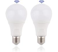 Trahoo-Motion Sensor Light Bulbs - Outdoor 15w (100w Equivalent) 3000k 1500lm E26 A21 Dusk To Dawn Sensing And Radar Led Motion Activated Light Bulbs 2 Pack For Porch, Garage, Front Door, Yard, Drive