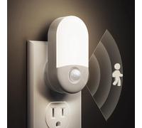 Trahoo-Motion Sensor Night Light, [2 Pack] Lohas Motion Activated Night Light, Daylight White, Adjustable Brightness, Motion Sensor Light Indoor Plug In For Nursery, Kids, Bedroom, Bathroom Night Lig