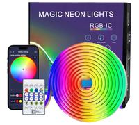 TRAHOO-Neon Ruban LED 2M, Bande LED Néon RGBIC IP67 Étanche Flexible avec Télécommande APP, Synchronisation Musicale, Bandeau[J225]