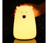 Trahoo-Ours Veilleuse Enfants, 7 Couleurs Changeantes Led Portable Tactile Bébé Lampe, Usb Rechargeable Silicone Animal Veilleuse Pour Enfants Crèche Toddler Fille Cadeau D'anniversaire