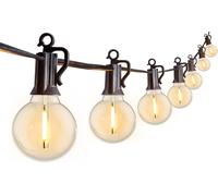 TRAHOO-Outdoor String Lights 25 Feet G40 Globe LEDs Patio Lights with 13 Edison LED Bulbs(1 Spare), Waterproof Connectable Hanging Light for Backyard Porch Balcony Party Decor, E12 Socket Base, Black