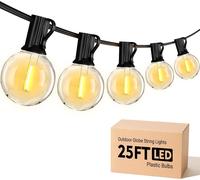 TRAHOO-Outdoor String Lights 25ft, Waterproof Patio Light with 13 Edison Led Bulbs(1 Spare), Shatterproof Connectable Outside Hanging Lighting for Backyard Balcony Garden Party, 2700K Warm White