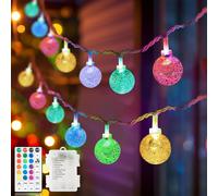 TRAHOO-Outdoor String Lights Battery Operated 16.4ft 50LED Fairy Lights with Remote Waterproof Indoor Outdoor Hanging Globe Decorative Christmas for Patio Gazebo Bistro Garden Balcony