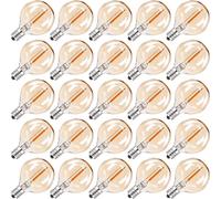 TRAHOO-Pack of 25 G40 Amber Glass Led Replacement Bulbs, 1W Equivalent 10W E12 Screw Base Soft Warm 2200K Globe Light Bulb for Indoor & Outdoor Led String Light Party Patio Garden Decor, CRI 90+