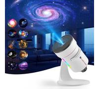TRAHOO-Projecteur Galaxy, Projecteur d'étoiles, 10 scénarios de nébuleuses réalistes, Veilleuse à 7 Couleurs avec Bouton réglable et minuterie pour Chambres d'enfants et cinémas à Domicile