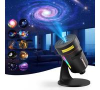 TRAHOO-Projecteur Galaxy, Projecteur d'étoiles, 10 scénarios de nébuleuses réalistes, Veilleuse à 7 Couleurs avec Bouton réglable et minuterie pour Chambres d'enfants et cinémas à Domicile