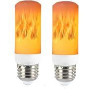 Trahoo-Qlee Led Flame Effect Light Bulb 3w Flickering Fire Light Bulbs With Upside Down Effect Yellow Flame Bulb E26 Vintage Atmosphere For Christmas Holiday Party Restaurant Outdoor Home Decor (2 Pa