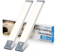 TRAHOO-Reglette LED Cuisine Sous Meuble Rechargeable USB, Dimmable Lampe Led Detecteur de Mouvement, Eclairage Led Cuisine Sous Meuble Sans Fil Veilleuse Escalier Placard, Lumière Blanche Chaude, 25,