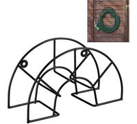 TRAHOO-relaxdays Support Tuyau d¡¯arrosage, pour 45 m & 5/8"", Enrouleur, d¿¿vidoir, Acier, Montage Mural, Rond, Jardin, Noir
