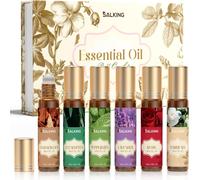 Trahoo-Roll-On Huiles Essentielles, 6x10ml Huile Essentielle Bio Pour Diffuseurs, Humidificateurs, Massage, Bois De Santal, Eucalyptus, Menthe Poivrée, Lavande, Néroli, Camomille