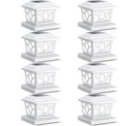 TRAHOO-SIEDiNLAR Solar Post Cap Lights Outdoor 4 Modes 40 LEDs Aluminum Glass Deck Post Light for 4x4 5x5 6x6 Vinyl Wooden Posts Fence Patio Decor, Warm White & Cool White Dynamic Lighting White (8 P