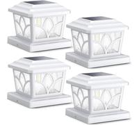 TRAHOO-SIEDiNLAR Solar Post Cap Lights Outdoor 4 Modes 40 LEDs Aluminum Glass Fence Post Light for 4x4 5x5 6x6 Vinyl Wooden Posts Patio Deck Decor, Warm White & Cool White Dynamic Lighting White (4 P