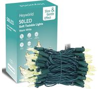 Trahoo-Soft Twinkle Lights, 50 Led Warm White, Slow Twinkling, 14.58 Ft Green Wire Cord, Ul Approved, Indoor/Outdoor (Pack Of 2)