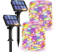 TRAHOO-Solar Fairy Lights Outdoor, 2 Pack Total 240 LED Solar String Lights, 8 Modes Solar Twinkle Lights Outdoor Waterproof, Copper Wire Lights for Christmas Garden Tree Yard Party Decorations (Mult