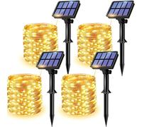TRAHOO-Solar Fairy Lights Outdoor, 4 Pack Total 480 LED Solar String Lights, 8 Modes Solar Twinkle Lights Outdoor Waterproof, Copper Wire Lights for Christmas Garden Tree Yard Party Decorations (Warm