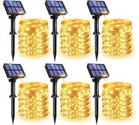 TRAHOO-Solar Fairy Lights Outdoor, 6 Pack Solar String Lights, 8 Modes Solar Twinkle Lights Outdoor Waterproof, Copper Wire Lights for Christmas Garden Tree Yard Party Decorations