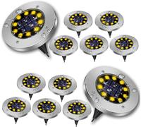 TRAHOO-Solar Ground Lights,Solar Garden Lights Outdoor,12 Packs Upgraded 8LED Solar Landscape Lights Waterproof Bright in-Disk Lights,Outdoor Landscape Lighting for Pathway Lawn Patio Yard Deck Walkw