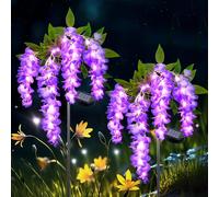 TRAHOO-Solar Lights Outdoor, 2 Pack Solar Garden Lights, Outdoor Solar Lights Waterproof IP65, Garden Decor Purple Lights, Garden Courtyard Lawn Terrace Decoration Lighting (Purple)