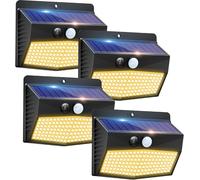 TRAHOO-Solar Lights Outdoor, [ 4 Pack/138LED ] Solar Motion Sensor Light Outdoor with 3 Lighting Modes Wireless Waterproof Solar Wall Lights Solar Security Lights for Fence Yard Garden Deck Garage-Wa
