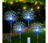 TRAHOO-Solar Lights Outdoor for Garden Decor-4 Pack Total 480 LED Solar Garden Firework Stake Lights Waterproof Sparklers Solar Outside Lights for Yard, Pathway, Garden, Patio, Backyard, Multicolor