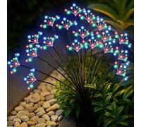 TRAHOO-Solar Lights Outdoor Garden Decor, 2 Pack 160 LED Waterproof Solar Lights with 2 Lighting Modes, Auto On/Off Solar Swaying Lights for Garden Fence Yard Lawn Pathway Decorations, Multi-Color