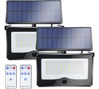 TRAHOO-Solar Lights Outdoor, Motion Sensor Flood Lights LED Security Wall Lights 10000LM Equivalent, Remote Control 6500K Dusk to Dawn Light, 4 Modes IP65 Waterproof for Yard Garden Chicken Coop (Pac