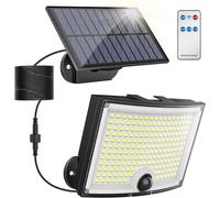 TRAHOO-Solar Lights Outdoor Motion Sensor Lights, 3 Modes 202 LED IP65 Waterproof Split Design Solar Security Flood Lighs with 16.5ft Cable for Garden Wall Door Yard Pathway Porch Patio(1 Pack)