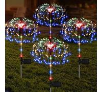 TRAHOO-Solar Lights Outdoor Waterproof, 4 Pack 124 LED Solar Firework Lights, Solar Garden Lights Auto On/Off with 2 Modes, Solar Landscape Path Lights for Lawn Patio Walkway Backyard(Colorful)