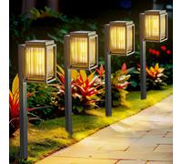 TRAHOO-Solar Lights Outdoor Waterproof, 4 Packs Super Bright Solar Pathway Light, Auto On/Off Solar Garden Lights, Solar Yard Lights for Landscape Driveway Walkway Lawn Path Decor