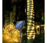 TRAHOO-Solar Rope Light Waterproof IP65 39FT 100LEDs Outdoor LED ?String Lights for Outside Party Home Garden Patio Yard Swimming Pool,Palm Tree Decoration,Wedding Christmas Halloween Lighting(Warm W