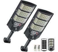 TRAHOO-Solar Street Lights Outdoor, 8500K Solar Outside Light, LED Dusk to Dawn Solar Flood Waterproof Lighting with Motion Sensor and Remote Control Security Lights for Parking Yard Path