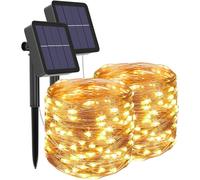 TRAHOO-Solar String Lights, 2 Pack 100 LED Solar Fairy Lights 33 Feet 8 Modes Waterproof Solar Christmas Lights for Indoor Outdoor Patio Yard Trees Christmas Wedding Party Decor(Warm White)