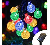 TRAHOO-Solar String Lights Outdoor, 30 LED 33FT/10M Solar Crystal Globe Lights, 8 Modes Waterproof Solar Powered Patio Lights for Garden Yard Tree Porch Gazebo Wedding Party Decor, Multicolor