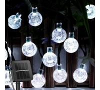 TRAHOO-Solar String Lights Outdoor 60 Led 35.6 Ft Crystal Globe Lights with 8 Lighting Modes, Waterproof Solar Powered Patio Lights for Garden Yard porch Wedding Party Decor (Pure White)
