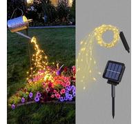 TRAHOO-Solar Waterfall Fairy Bunch Lights Outdoor Waterproof 200LEDs 8 Modes Watering Can Light (NO CAN), Solar Powered String Lights Firefly Vine Christmas Tree Garden Decorations Gardening Gifts Fo
