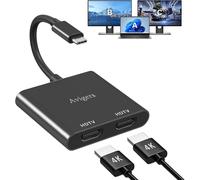 TRAHOO-Splitter HDMI, USB C vers Dual HDmi Adapter 4K@60Hz, Switch Hdmi 2 Sorties, USB C to hdmi Splitter Extended Display pour Ordinateurs Portables, Tablettes, etc (Seul HDMi 4K@60HZ Ou Deux HDmi 4