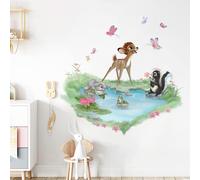 Trahoo-Stickers Muraux Bambi Autocollant Mural Animaux De La Jungle Forêt Biche Deco Stickers Chambre Enfants Fille Garçon Bébé Décoration